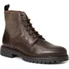 Bruno Magli Hunter Stretch Lace-up Leather Boot In Dark Brown