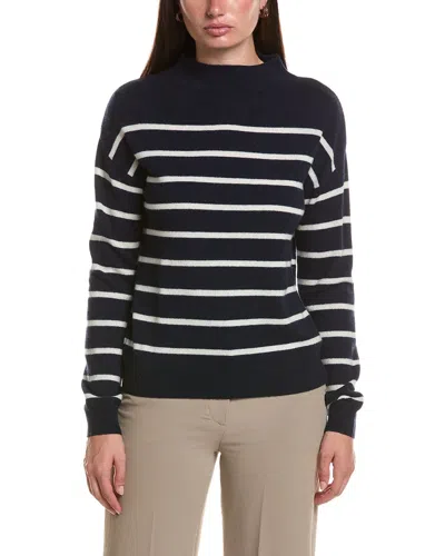 Bruno Magli Jersey Striped Funnel Neck Wool & Cashmere-blend Sweater In Black