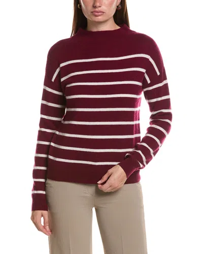 Bruno Magli Jersey Striped Funnel Neck Wool & Cashmere-blend Sweater In Brown