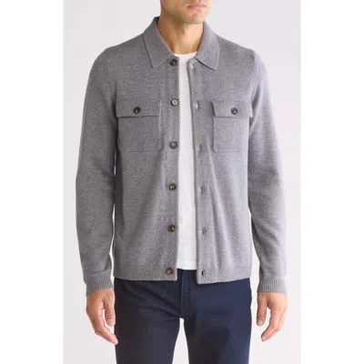 Bruno Magli Knit Long Sleeve Button-up Shirt In Medium Grey