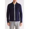 Bruno Magli Knit Long Sleeve Button-up Shirt In Navy