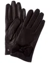 Bruno Magli Knotted Bow Cashmere-lined Leather Gloves In Black