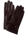 Bruno Magli Knotted Bow Cashmere-lined Leather Gloves In Brown