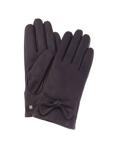 Bruno Magli Knotted Bow Cashmere-lined Leather Gloves In Purple