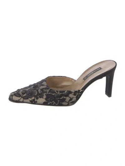 Pre-owned Bruno Magli Lace Lace Pattern Mules In Neutral