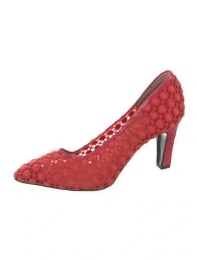Pre-owned Bruno Magli Lace Lace Pattern Pumps In Red