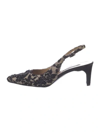Pre-owned Bruno Magli Lace Lace Pattern Slingback Pumps In Black