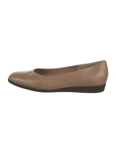 Pre-owned Bruno Magli Leather Animal Print Ballet Flats In Neutrals