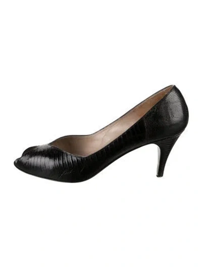 Pre-owned Bruno Magli Leather Animal Print Pumps In Black