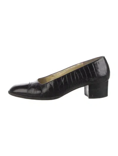 Pre-owned Bruno Magli Leather Animal Print Pumps In Black