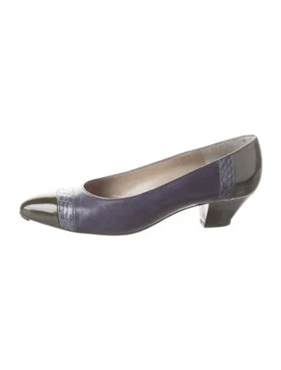 Pre-owned Bruno Magli Leather Animal Print Pumps In Blue