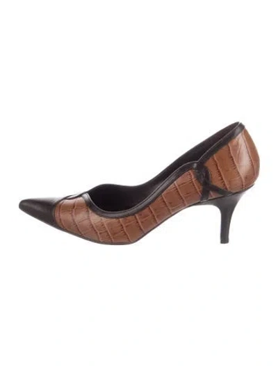 Pre-owned Bruno Magli Leather Animal Print Pumps In Brown