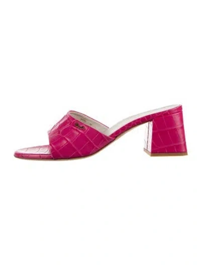 Pre-owned Bruno Magli Leather Animal Print Slides In Pink
