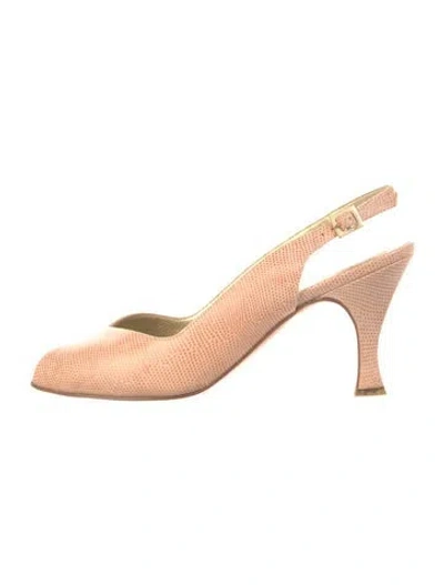 Pre-owned Bruno Magli Leather Animal Print Slingback Pumps In Neutral