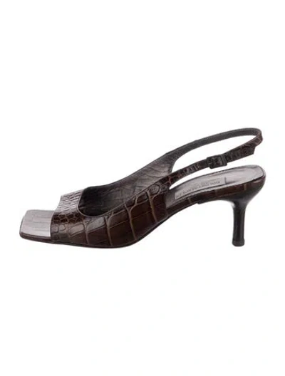 Pre-owned Bruno Magli Leather Animal Print Slingback Sandals In Brown
