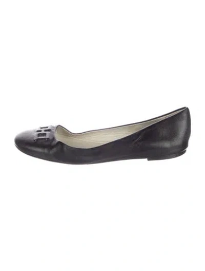 Pre-owned Bruno Magli Leather Ballet Flats In Black