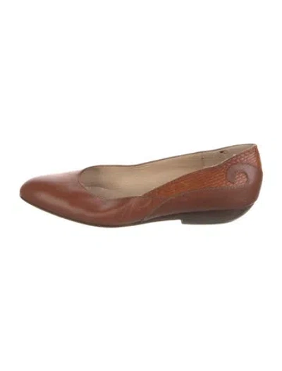 Pre-owned Bruno Magli Leather Ballet Flats In Brown