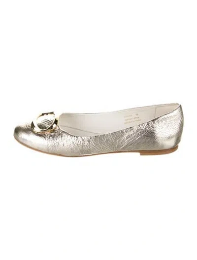 Pre-owned Bruno Magli Leather Ballet Flats In Gold/metallic