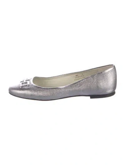Pre-owned Bruno Magli Leather Ballet Flats In Silver