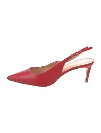 Pre-owned Bruno Magli Leather Bow Accents Slingback Flats In Red