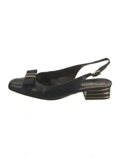 Pre-owned Bruno Magli Leather Bow Accents Slingback Pumps In Multi