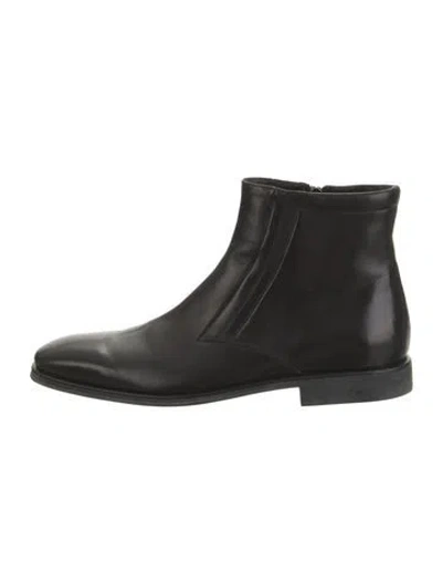 Pre-owned Bruno Magli Leather Chelsea Boots In Black