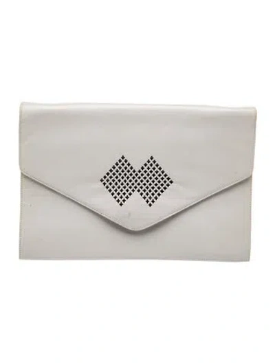 Pre-owned Bruno Magli Leather Clutch In Grey/white