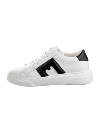 Pre-owned Bruno Magli Leather Colorblock Pattern Athletic Sneakers In Gray