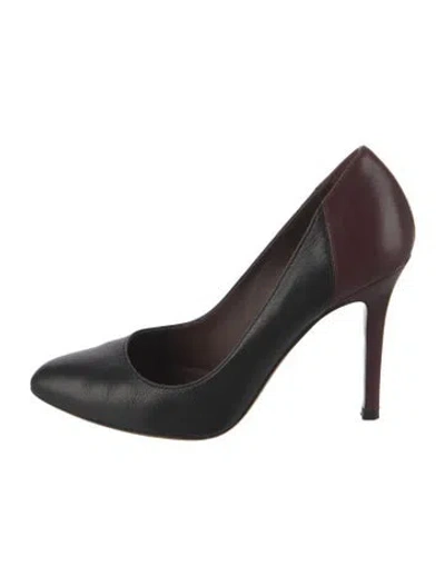 Pre-owned Bruno Magli Leather Colorblock Pattern Pumps In Brown/burgundy