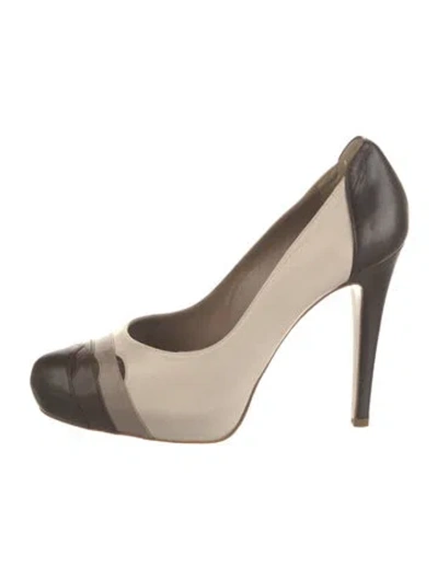 Pre-owned Bruno Magli Leather Colorblock Pattern Pumps In Neutral