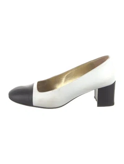 Pre-owned Bruno Magli Leather Colorblock Pattern Pumps In White