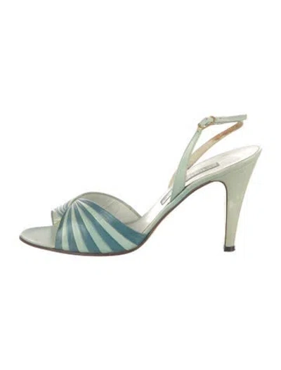 Pre-owned Bruno Magli Leather Colorblock Pattern Slingback Sandals In Multi