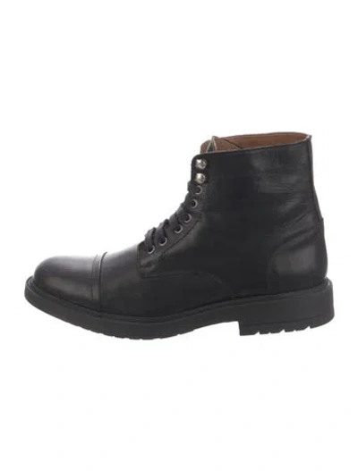 Pre-owned Bruno Magli Leather Combat Boots In Black