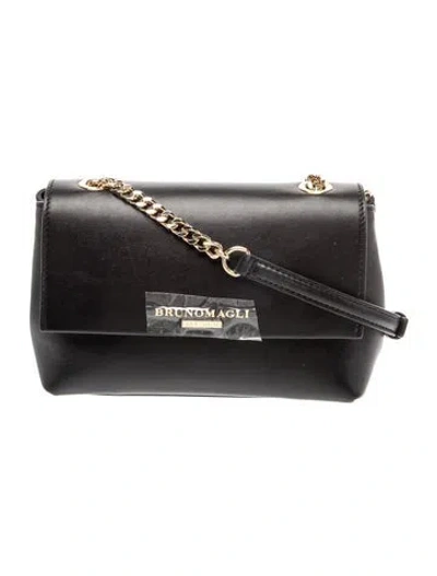 Pre-owned Bruno Magli Leather Crossbody Bag In Black