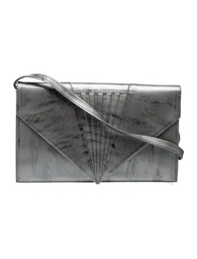 Pre-owned Bruno Magli Leather Crossbody Bag In Grey