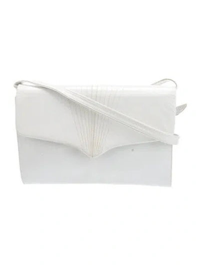 Pre-owned Bruno Magli Leather Crossbody Bag In White