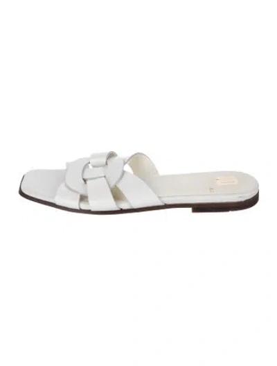Pre-owned Bruno Magli Leather Cutout Accent Slides In White