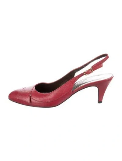 Pre-owned Bruno Magli Leather Cutout Accent Slingback Pumps In Red