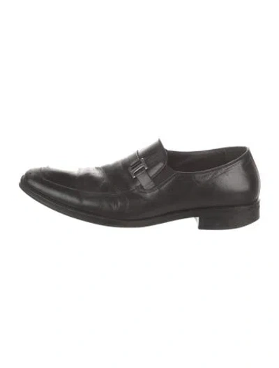 Pre-owned Bruno Magli Leather Dress Loafers In Black