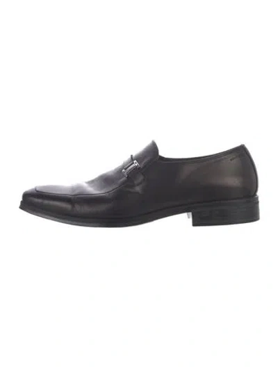 Pre-owned Bruno Magli Leather Dress Loafers In Black
