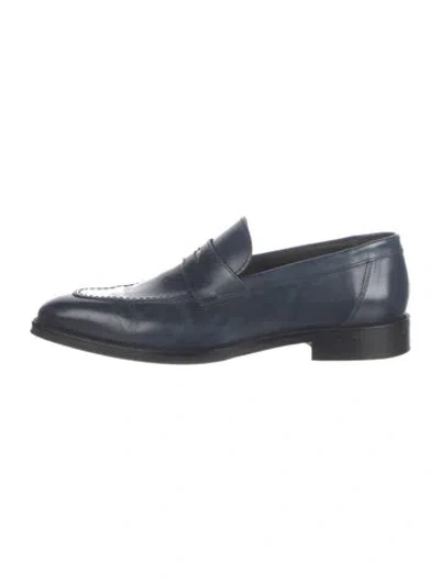 Pre-owned Bruno Magli Leather Dress Loafers In Blue