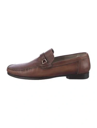 Pre-owned Bruno Magli Leather Dress Loafers In Brown