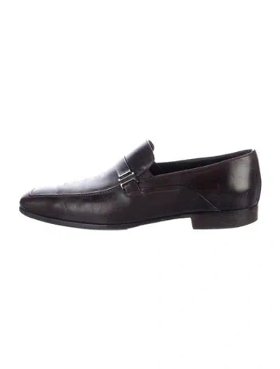 Pre-owned Bruno Magli Leather Dress Loafers In Brown