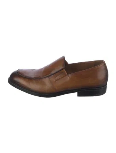 Pre-owned Bruno Magli Leather Dress Loafers In Brown