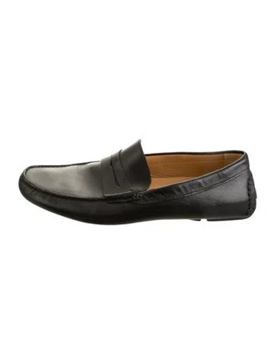 Pre-owned Bruno Magli Leather Drivers In Black