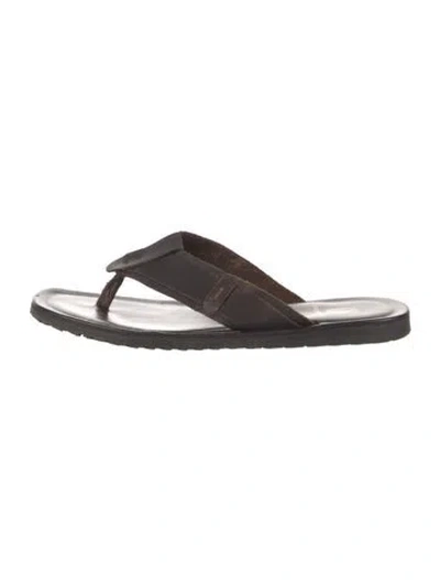 Pre-owned Bruno Magli Leather Flip Flops In Brown