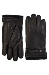 Bruno Magli Leather Gloves In Black