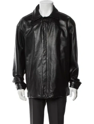 Pre-owned Bruno Magli Leather Jacket In Black