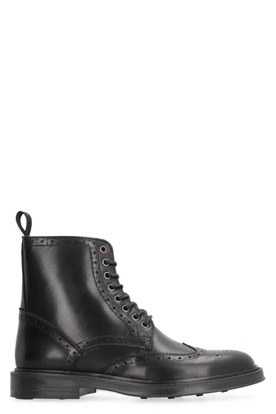 Bruno Magli Leather Lace-up Boots In Black