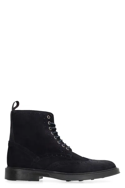Bruno Magli Leather Lace-up Boots In Blue